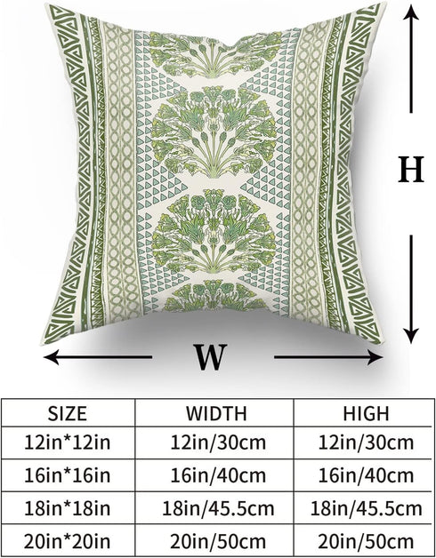 Sweetshow Summer 18 Inches Set 2 Sage Green Flowers Pillowcovers Geometric Throw Pillow Covers Cushion Case for Sofa