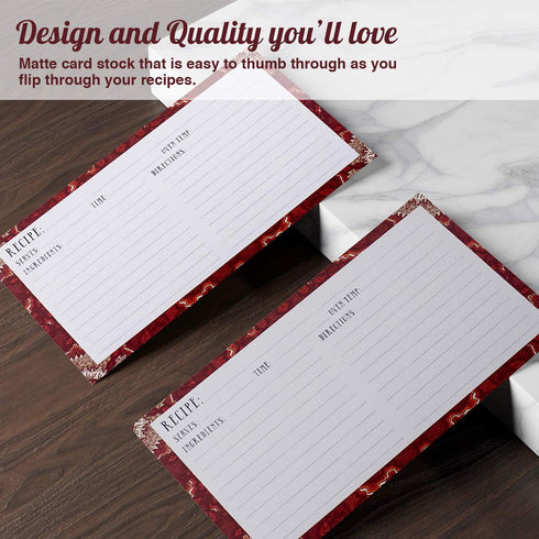 Ring Binder Depot, Recipe Cards Lined with Maroon and White Design 4 inch X 6 inch on Premium Thick Card Stock Great Gift for Amateurs or Experienced Chefs (Pack of 50) by Ring Binder Depot