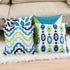Decorative Green Blue Abstract Throw Pillow Covers 16x16 Inch, Set of 4 Geometric Cotton Linen Cushion Covers