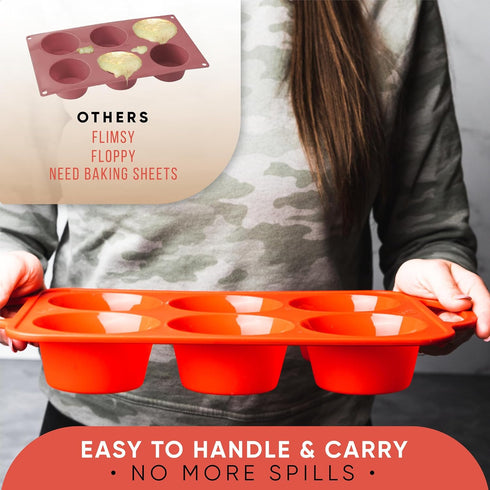 Regular Size 6 Cup Silicone Muffin Pans for Baking, Non-Stick Silicone Cupcake Pans, BPA-Free