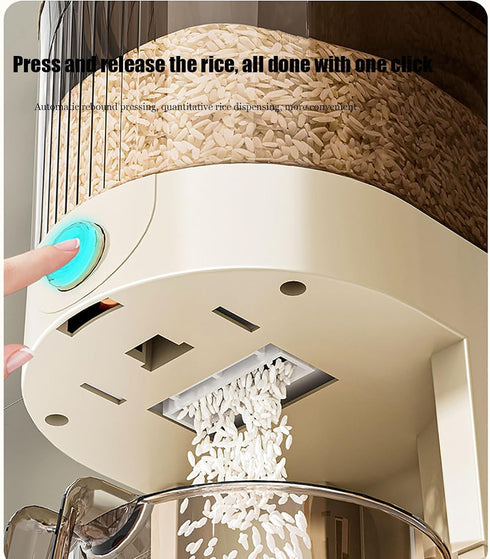 Peaoop 22LBS (22lb) Rice Dispenser, Large Grain Container Storage with Lid Measuring Cylinder Household Cereal