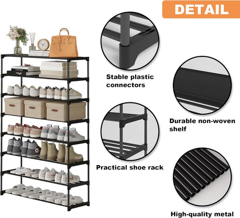 8-Tier 40 Calmootey Shoe Rack, Tall Large Capacity Pairs Shoes Storage Organizer, Stackable Wide Shoe Shelf