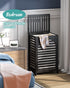 Black Laundry Hamper with Lid, 22.5 Gallon (85L) Bamboo Wood Clothes Basket, Removable Liner and Handles