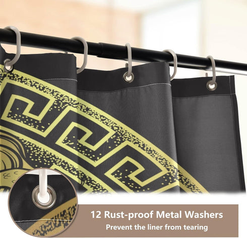 Tarity Black Waterproof Shower Curtain Set with 12 Thick Hooks, Polyester Washable Bath Shower Curtain 72x72in