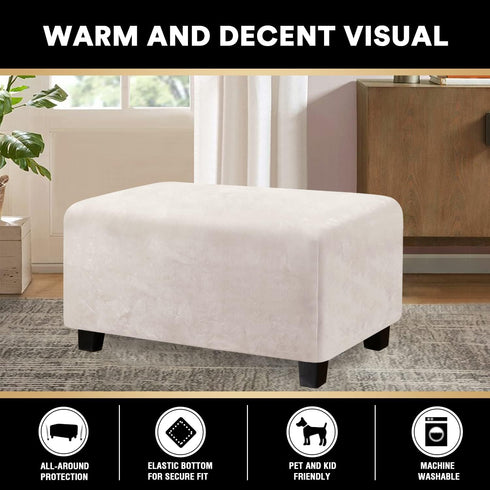 PrinceDeco Real Velvet Plush Ottoman Cover Soft Rectangle Folding Storage Covers Furniture Protector Removable