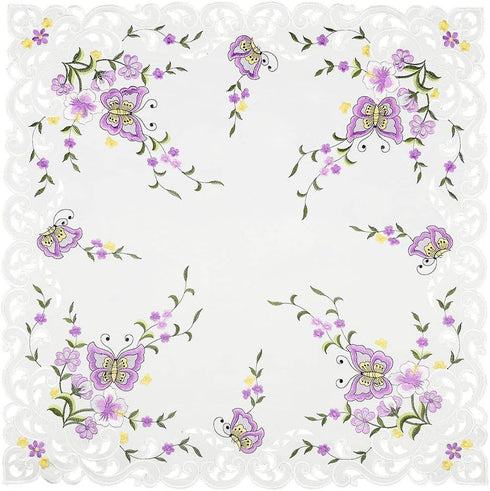 34 Inch Simhomsen Small Spring Butterfly and Floral Tablecloths Toppers, Tablecovers for End Table, Tea Table, Coffee