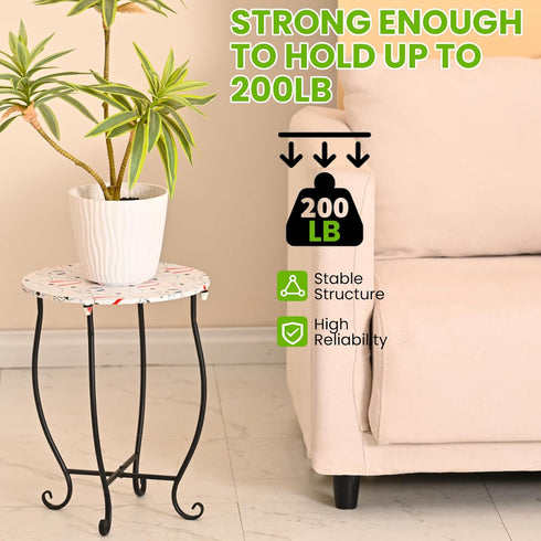 Taofwter 14" Side Tables for Patio, Indoor Outdoor Metal Side Table for Poolside Bistro Balcony Yard Porch Bedside