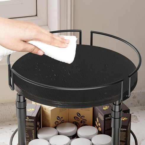 2-Tier Countertop BB05TL01 HOOBRO Lazy Susan Organizer Spice Rack, Height Adjustable Rotating Lazy Turntable Spice
