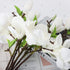 DULRLLY 6Pcs Artificial Magnolia Flowers - Real Touch White Silk Magnolia Bouquet for Home Decor