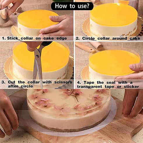 WAFJAMF Cake Collars 8 x 394 inch, Mousse Cake Acetate Sheets for Baking, Clear Cake Strips, Chocolate Mousse