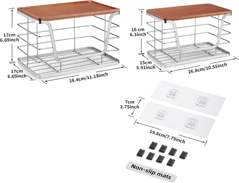 2 Pack 13/30/33 ALOCEO Stackable Storage Bins with Lids, Stainless Steel Extra Large Trash Bag Dispenser for Kitchen