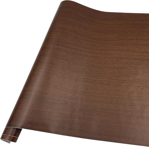 LovingWay 14.7 Feet Wallpaper Roll, Brown Wood Grain Shelf Liner 17.7x177 Inch Self-Adhesive Desk Lining Paper Decor