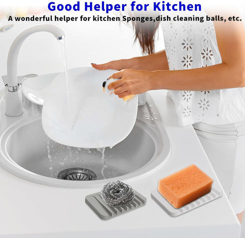 Eduftis 2Pcs Self Draining Soap Dishes, Soap Dish for Bathroom Sink, Premium Silicone Soap Holder, Bathroom, Kitchen