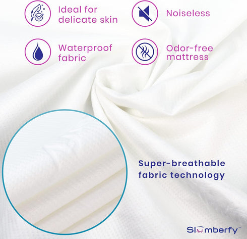 Slumberfy Waterproof Mattress Protector - Hypoallergenic Bamboo Cover, Natural Jacquard Fabric, Twin XL