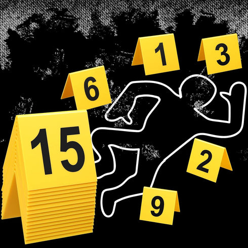 15 Pcs Evidence Markers, Crime Scene Markers Tents for Decorations, Mystery Decorations for Kids Adults Detective Game