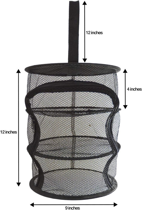 9 Inch 3 Level MICRO Hanging Dry Net, Indoor/Closet Drying Rack for Herbs, Black Mash Screen with Zipper