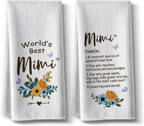 Hcaredee Kitchen Towels Gifts For Mimi,Funny Joked Dishcloth,16 *24,2Pack,Microfiber Dish Towel,Hilarious Absorbent Hand