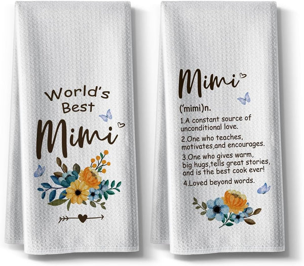 Hcaredee Kitchen Towels Gifts For Mimi,Funny Joked Dishcloth,16 *24,2Pack,Microfiber Dish Towel,Hilarious Absorbent Hand