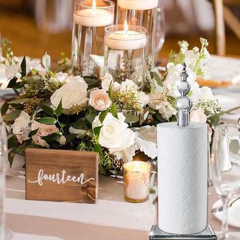 Countertop(13.5 inch Handmade Silver Paper Towel Roll Holder,Crystal Crushed Diamonds Paper Towel Roll Decorative
