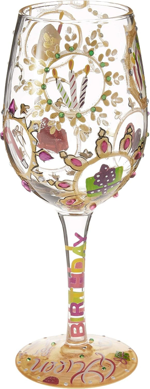 Designs by Lolita “Queen For a Day” Hand-painted Artisan Wine Glass - 15 oz.