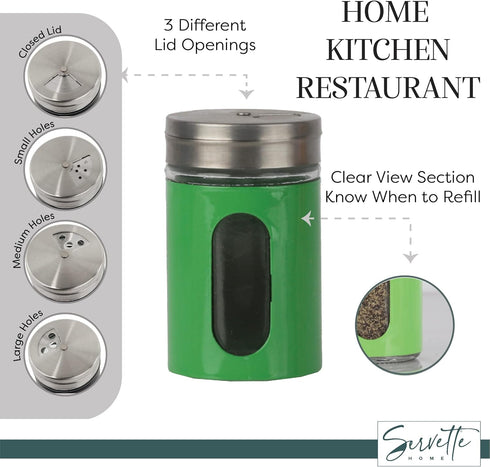 Salt Pepper Shaker Retro Single Spice Jar Glass - Green