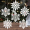 White Snowflake Ornaments - 6 Pack Large Plastic Decorations for Christmas Tree, Winter Wonderland