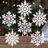 White Snowflake Ornaments - 6 Pack Large Plastic Decorations for Christmas Tree, Winter Wonderland