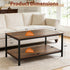 2-Tier SUPER DEAL Industrial Coffee Table with Storage Shelf for Small Apartment Living Room, Rectangle Wood and Stable