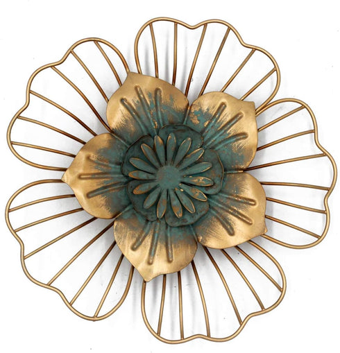 Funerom Golden Floral Wall Decoration, Metal Flower Wall Decor 11x1.5x11 inches