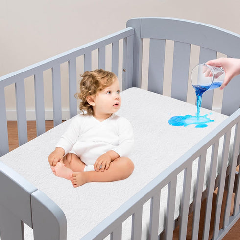 Moonsea Crib Mattress Protector, Waterproof Crib Mattress Pad Cover, Smooth Top Mattress