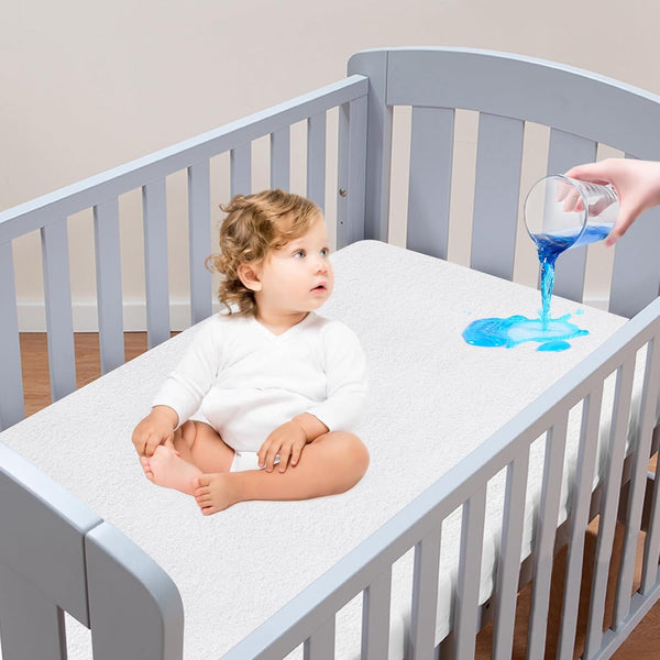 Moonsea Crib Mattress Protector, Waterproof Crib Mattress Pad Cover, Smooth Top Mattress