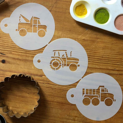 Designer Stencils Trucks Cookie Set - Beige/Semi-Transparent