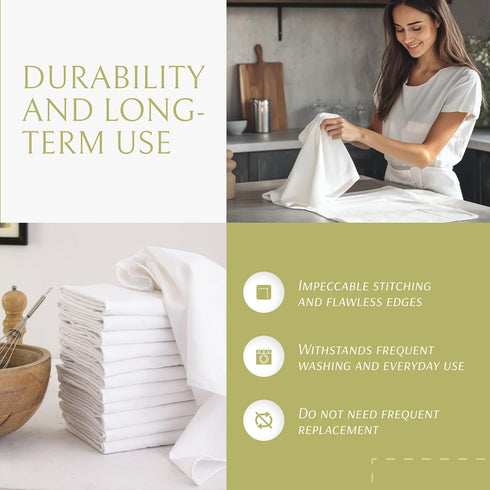 18 Pack, 28x28 Flour Sack Towels for Kitchen, - Lint-Free White Flour Sack Dish Towels, Super-Absorbent Cotton Tea