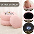 Mxfurhawa Storage Ottoman,Soft Teddy Velvet Upholstered Footrest,Mordern Round Footstool with Macaron Shape,Side Tabble