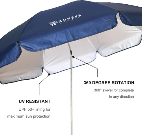 AMMSUN 47 inches 360-degree 50+, XL Chair Umbrella with Universal Clamp Adjustable and Swivel UPF Portable Clamp on