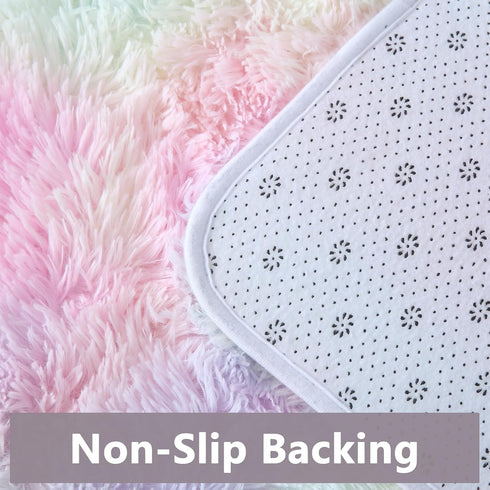 Room,6x9 Fluffy Rainbow Rugs for Girls Bedroom Living Feet Shag Fuzzy Area Rug for Kids Playroom,Pastel Plush Shaggy
