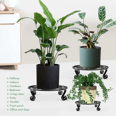 2 Pack (9.4Inches, Yimobra Plant Stand for Flower Pot Heavy Duty Potted Holder Indoor Outdoor Metal Rustproof Iron