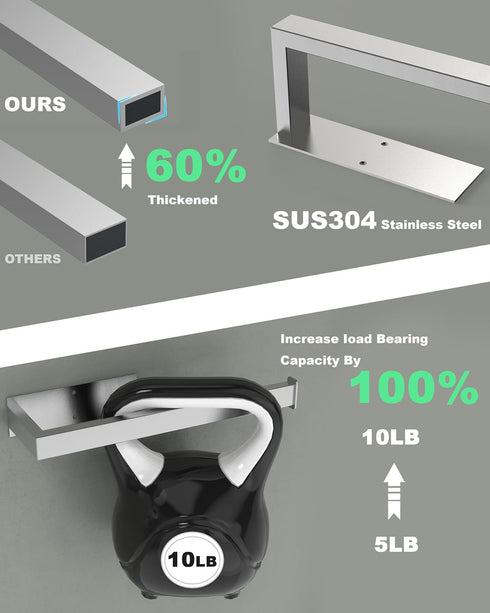SUS304 Paper Towel Holder, Paper Towel Holder Under Cabinet Wall Mount or Self Adhesive Paper Towel Bar, Hanging Paper
