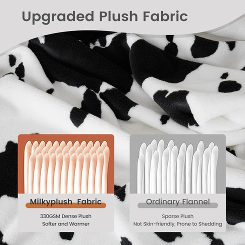 Cozy 90"*90" Bliss Cow Print Throw Blanket for Bed - Super Fuzzy Thick Soft Warm Fleece Blankets for Couch & Room Dcor