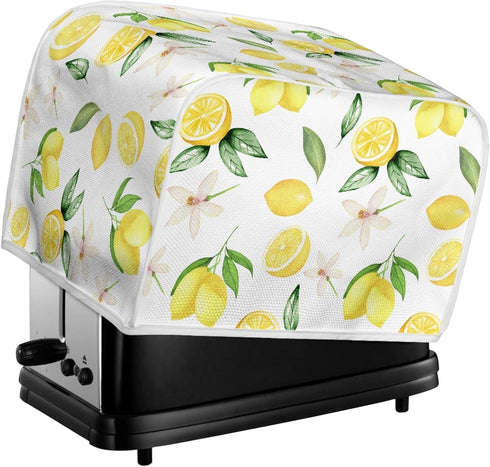 Lemon Flower Toaster Dust Cover, Dustproof Bread Maker Machine Cover, 2 Slice Toaster Appliance Cloth, Yellow