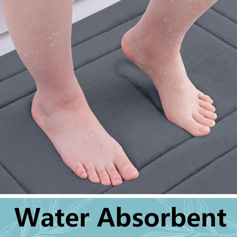 Arotive Ultra Soft Memory Foam Bathroom Rug Mat 30x20, Absorbent Machine Wash Dry Bath Mat, Dark Grey