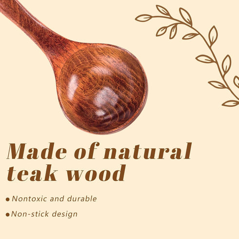 3PCS Wooden Ladle Spoon Set by HANSGO, Non-Stick Natural Teak Wood Kitchen Utensils for Cooking, Stirring, Serving