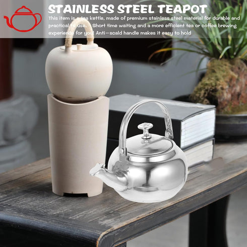 Holibanna Stainless Steel Tea Kettle, Whistling Water Boiling Kettle, Classic Mirror Polished Teapot 14cm