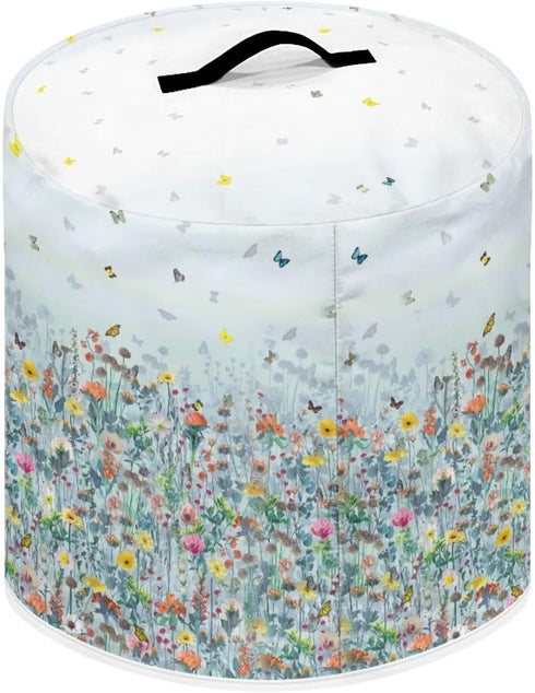 Insulated Pressure Cooker Appliance Cover, Also Fit for Air Fryer and Crock Pot, 8 Qt Dust Cover with Pocket for Spoon/Cooking Utensils/Recipes, for Home Decoration, Flower Butterfly Blue