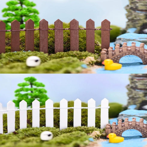 Woohome 35 Inch Miniature Fairy Garden Fence, 4 PCS DIY Wood Picket Fence Ornament for Garden