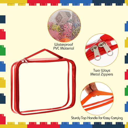Sanwuta 6 Packs Toy Storage Bags, Waterproof PVC Organizing Bags with Zipper for Kids Books, Small Toys, Puzzles