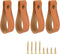 Cosmos 4 Pcs Leather Wall Hooks, Hanging Strap for Curtain Rod Holder, Drawer Pulls, Wall Mounted Hanger with Screws