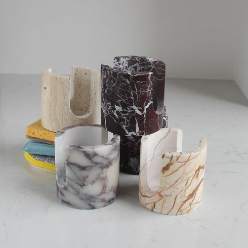 Nawgnail Counter, Natural Marble Travertine Sponge Holder for Kitchen Drying Rack, Sponge Caddy for Sink Organizer