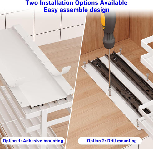 2 Pack 2 Mustorn Pull Out Spice Rack Organizer for Cabinet, Tier Metal Slide Out Seasoning Organizer and Storage Heavy