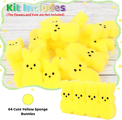 Lettry 64pcs Easter Decorations, Cute Sponge Bunnies Vase Filler, Spring Indoor Decor for Tiered Tray and Table